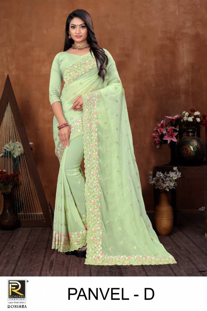 Ronisha Panvel Embroidery designer Fancy Festive Wear Saree Collection